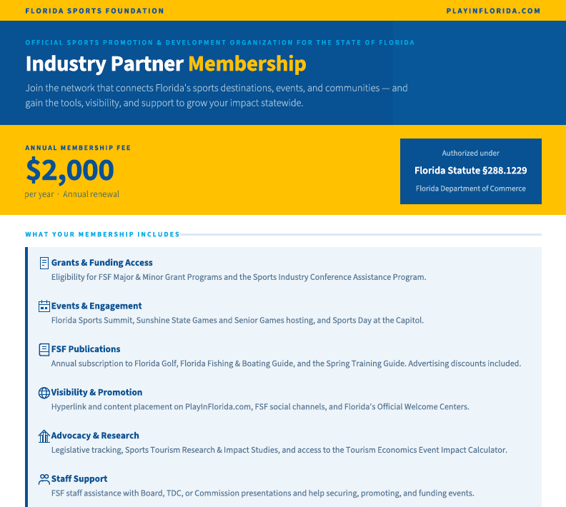 The Florida Sports Foundation Industry Partner Membership